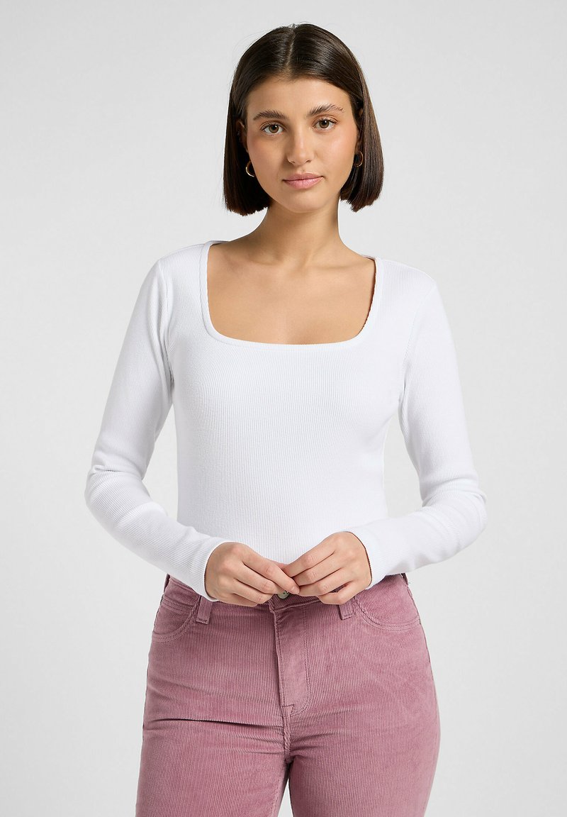 Lee SQUARE NECK SLIM FIT - Langarmshirt - bright white