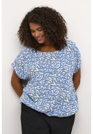 Kaffe Curve JENN - Blus - blue white graphic animal
