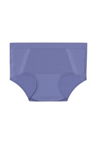 Lavendelfärgade boyshorts av ribbat tyg med sömlös design och texturerade paneler längs sidorna för extra detalj.