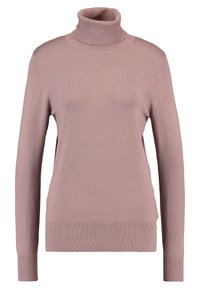 Maglione a collo alto rosa chiaro con colletto, polsini e orlo a coste. Realizzato in morbido tessuto a maglia con una vestibilità comoda e maniche lunghe.