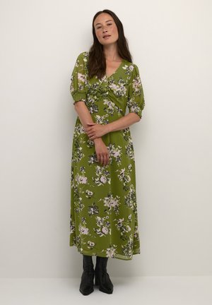 KAVITA  - Nappali ruha - green stencil flower print