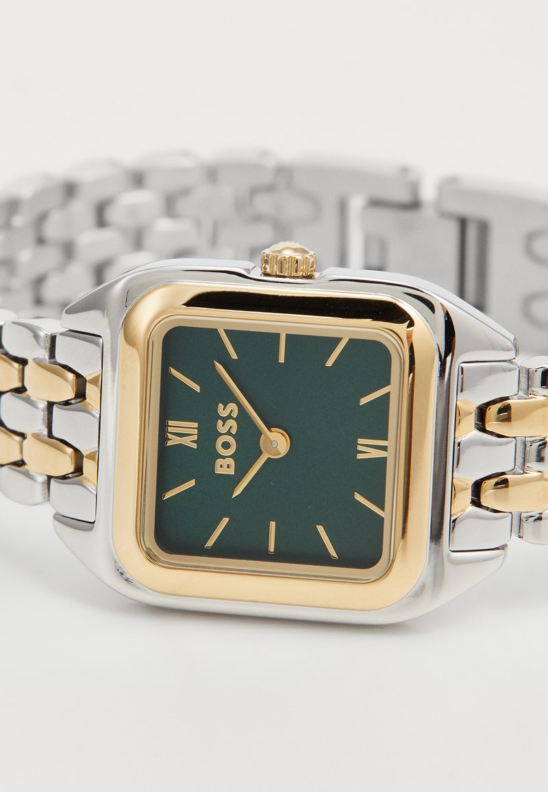 BOSS Analoog kwartshorloge voor dames, sierlijke collectie met zilveren en tweekleurige roestvrijstalen armband, Zilver, armband