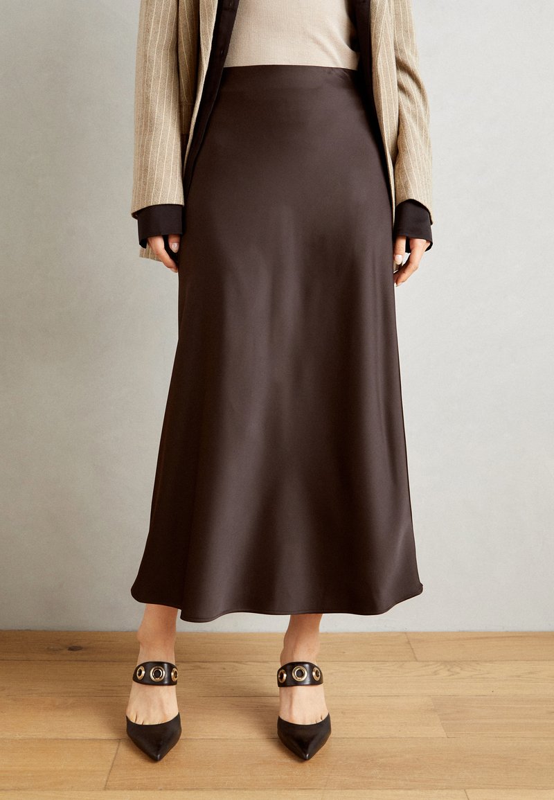 Lindex MARIA - A-linjekjol - dark brown