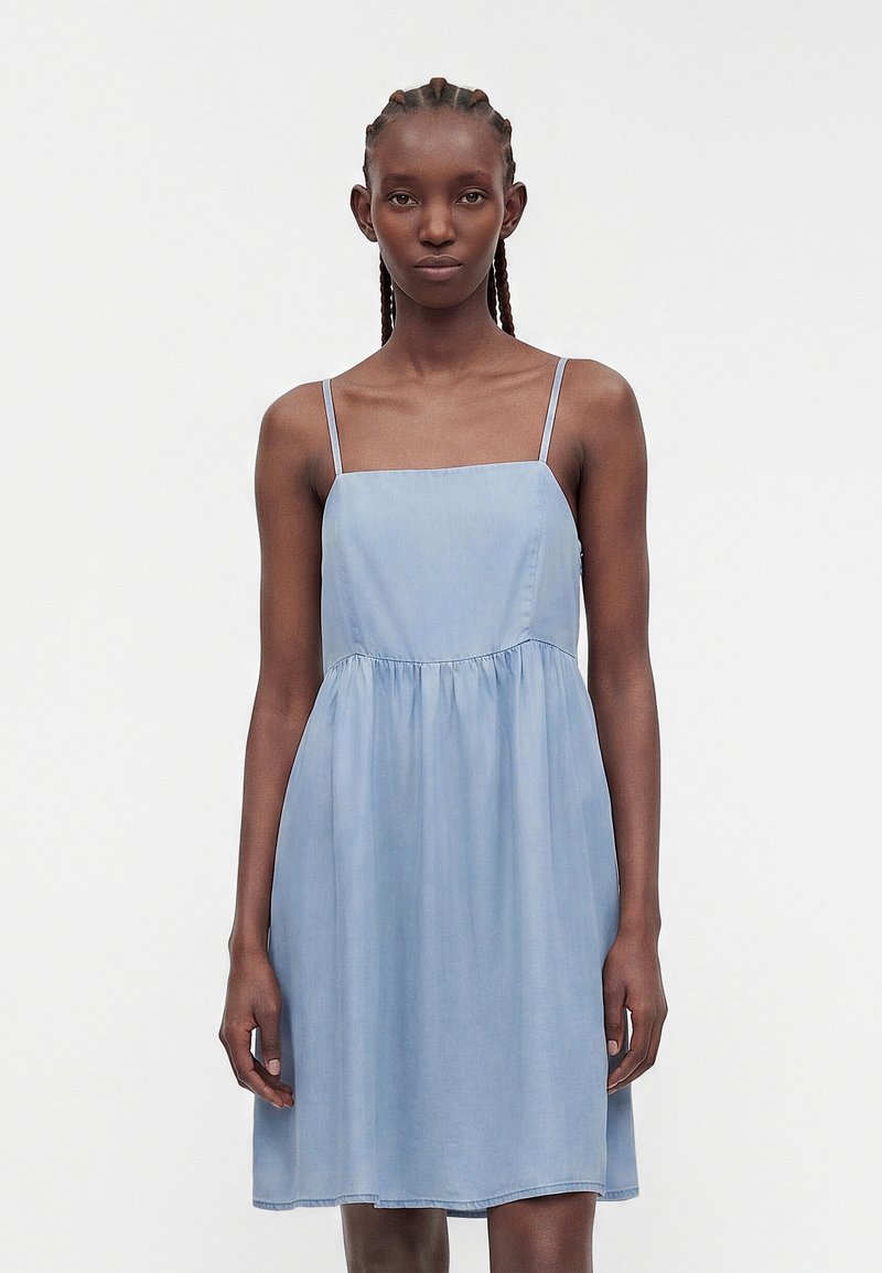 denim smock dress uk ONLY ONLPEMA STRAP - dress Rust Open Crochet Scoop Llearn gr HouseofArtisans Color:As Shown Embrace effortless style with