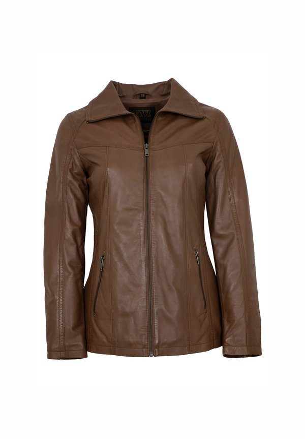 ALICIA-E - Lederjacke - mittelbraun