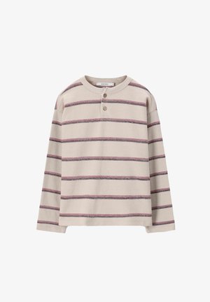 GESTREIFTES LANGARMSHIRT - T-shirt à manches longues - beige