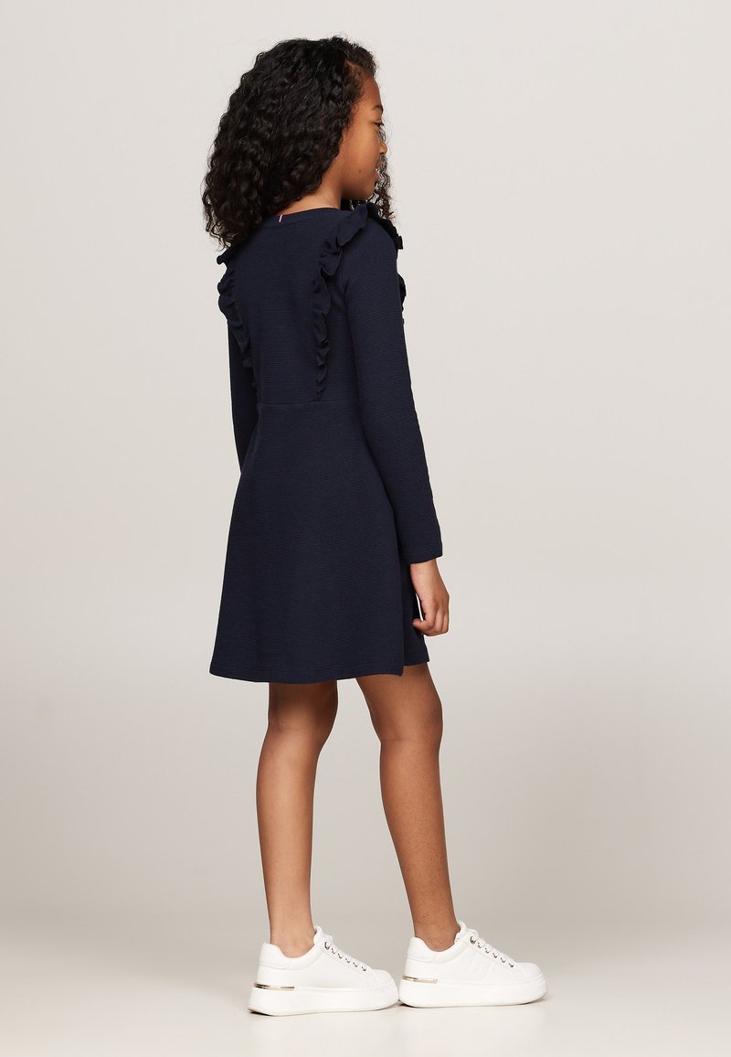 Tommy Hilfiger RUFFLE FIT FLARE DRESS - Jumper dress - desert sky/dark blue  - Zalando.co.uk