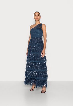 ONE SHOULDER TIERED EMBELLISHED DRESS - Ballkjole - navy