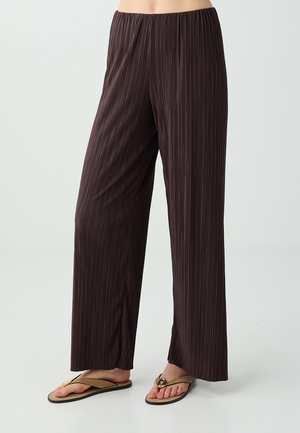 Jimmy Key, MID-RISE MICRO PLEATED WIDE-LEG TROUSERS - Broek - brown
