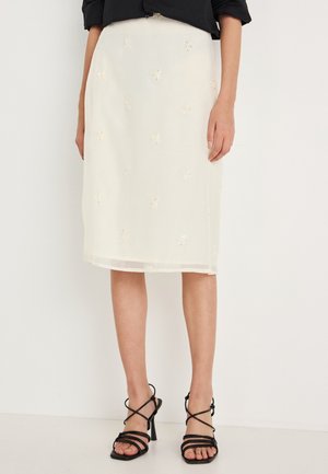LOLA EMBELLISHED MIDI SKIRT - Jupe crayon - ivory