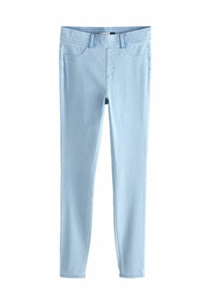 Lichtblauwe jeans met een slim fit, featuring een klassiek vijf-pocket ontwerp, subtiele stikdetails en een soepele denimtextuur.