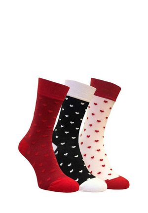 HARTJES IN 3 PACK - Sokken - zwart rood wit