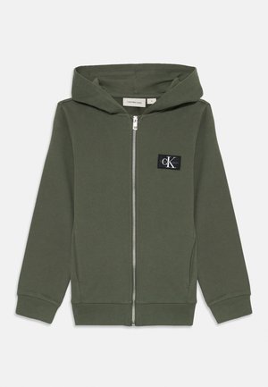 Calvin Klein Jeans BADGE ZIP THROUGH UNISEX - Sweat zippé - thyme