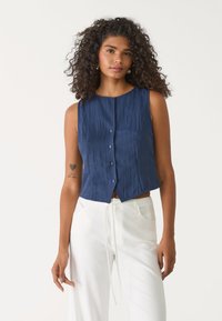 Stradivarius - TEXTURED WITH BUTTONS - Waistcoat - dark blue Thumbnail Image 1