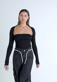 Gina Tricot SOFT TOUCH SQUARE NECK TOP - Top dugih rukava - black