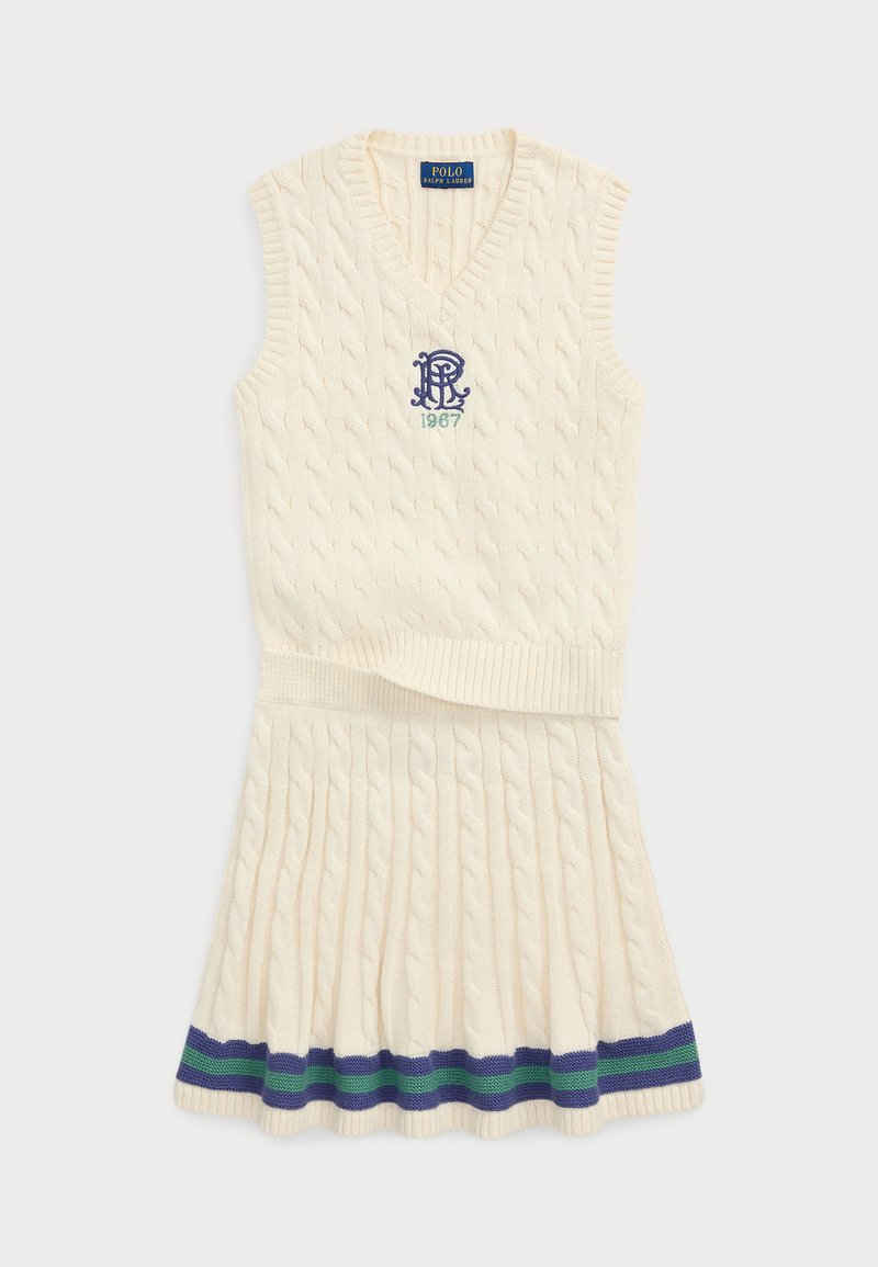Polo Ralph Lauren - COTTON SLEEVELESS JUMPER &AMP; SKIRT SET - Falda acampanada - cricket cream multi, Ampliar
