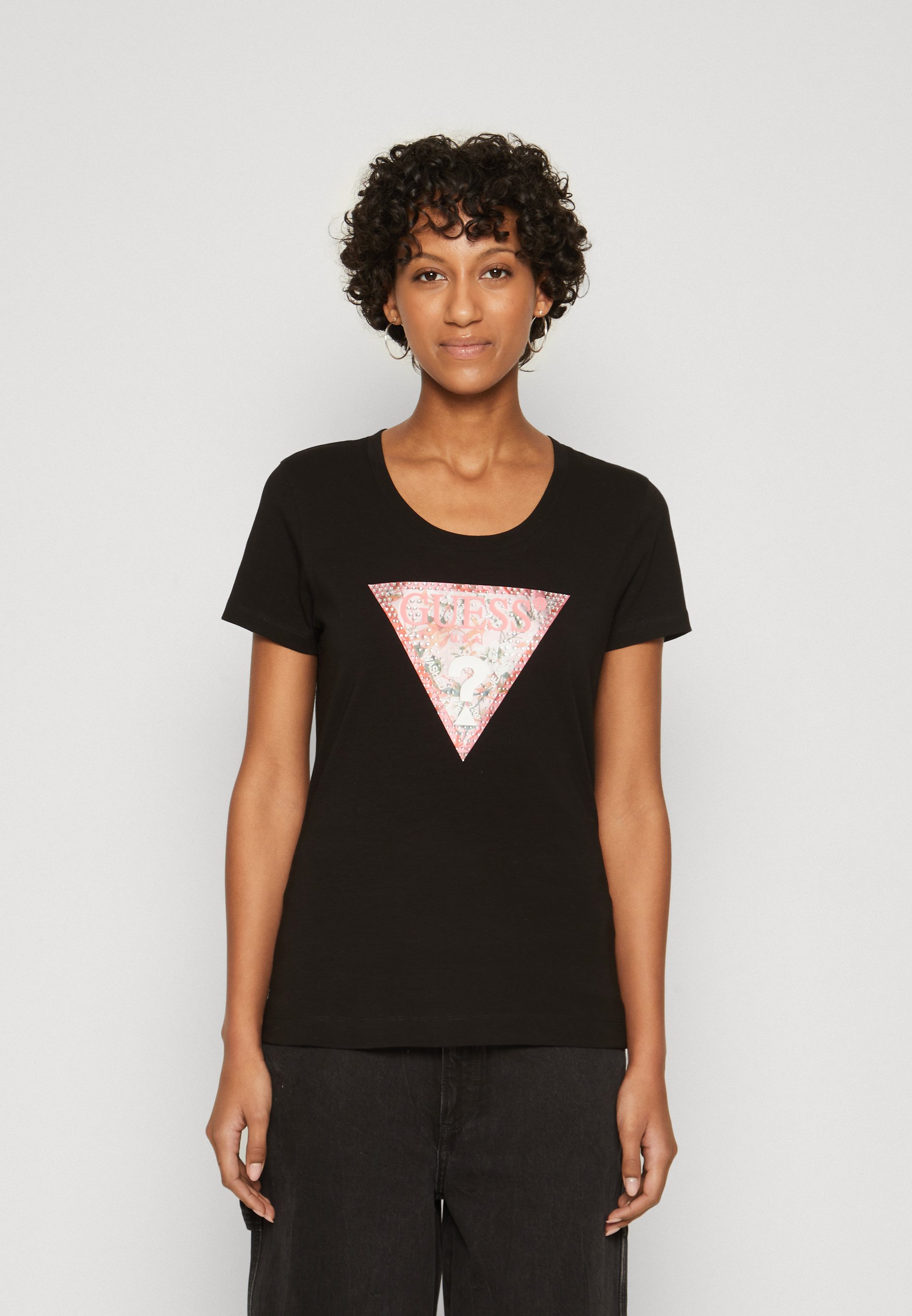 Guess Men's Eco Triangle Classic Tee – Maglietta Uomo In Cotone 100%, Colore Jet Black, Vestibilità Regolare