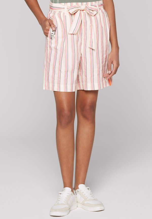 MIT BUNTEN STREIFEN UND BINDEGÜRTEL - Shorts - ivory stripe