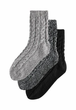 Next, COSY CABLE KNIT ANKLE SOCKS 3 PACK - Socken - grey tonal