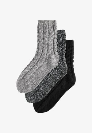 Next, COSY CABLE KNIT ANKLE SOCKS 3 PACK - Socken - grey tonal