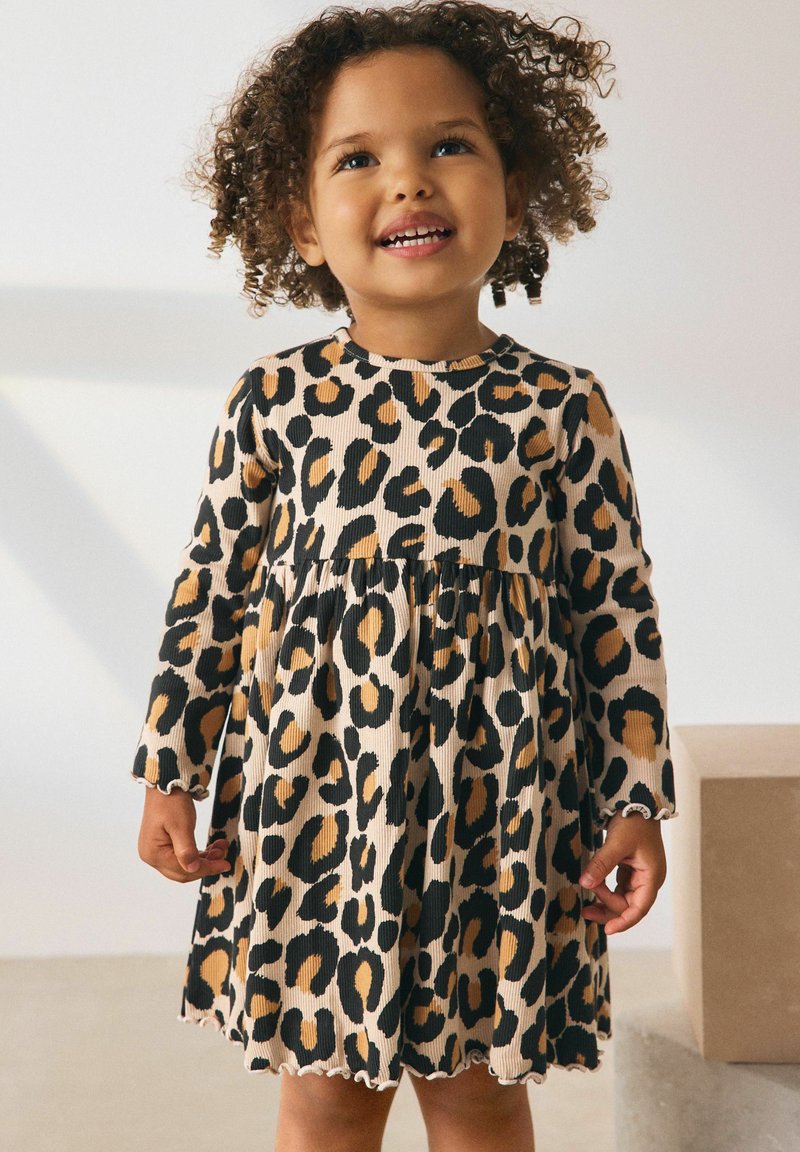 Robe Next Fille 3-4 Ans - Multicolore Imprimé Animal - Manches Longues, Coton