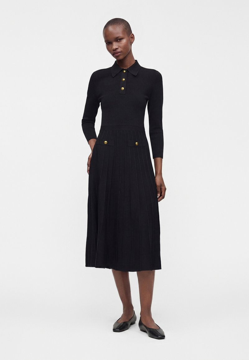 michael kors black dress with gold buttons Michael FLARE MIDI - Jumper dress Jumper dress