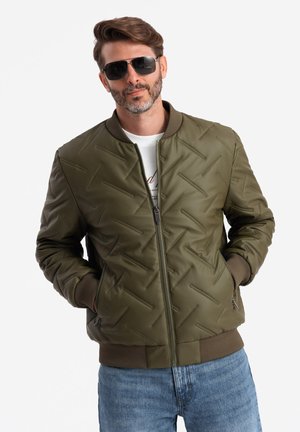 Ombre Bomber Jacket - dark olive