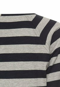 Gestreiftes Langarmshirt mit abwechselnd navy und grauen Linien, aus weichem Stoff gefertigt, mit Rundhalsausschnitt und Raglanärmeln.
