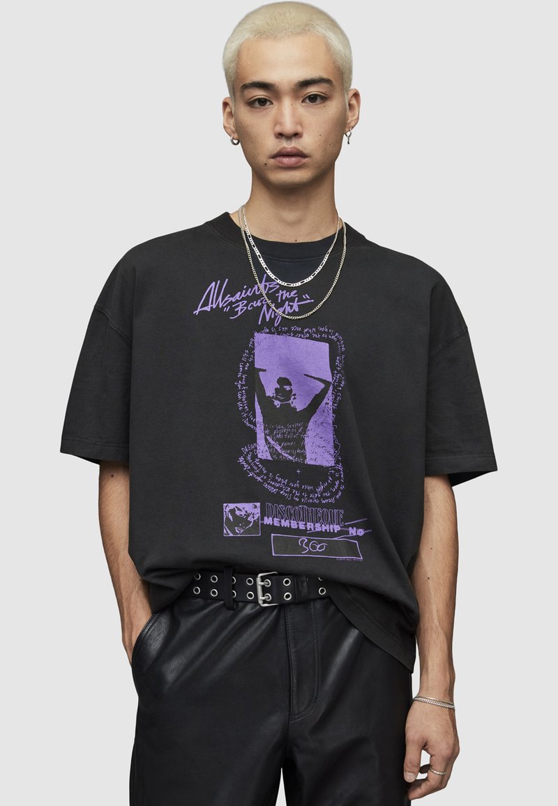 AllSaints - Ivana - Robe t-shirt à imprimé tigre - Noir
