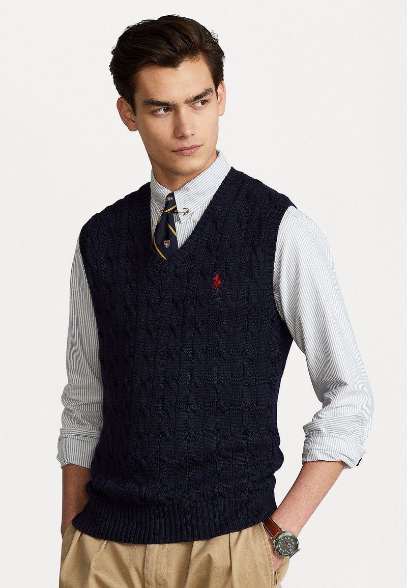 Polo Ralph Lauren CABLE-KNIT COTTON SLEEVELESS JUMPER - Camisola - hunter navy