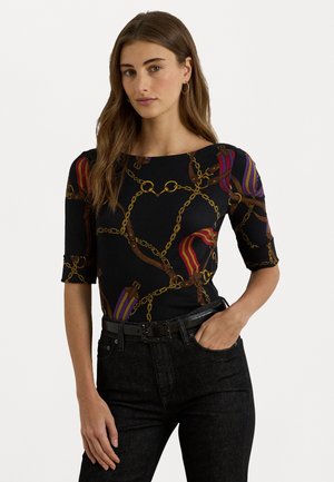PRINT STRETCH COTTON BOATNECK TEE - Top s dlhým rukávom - black multi