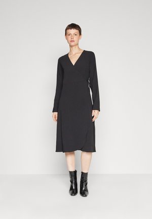 VILA VILOVIE NEW WRAP MIDI DRESS - Robe de jour - black