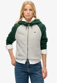 Superdry & Co ESSENTIAL BASEBALL  - Sudadera con cremallera - enamel green athletic grey mrl