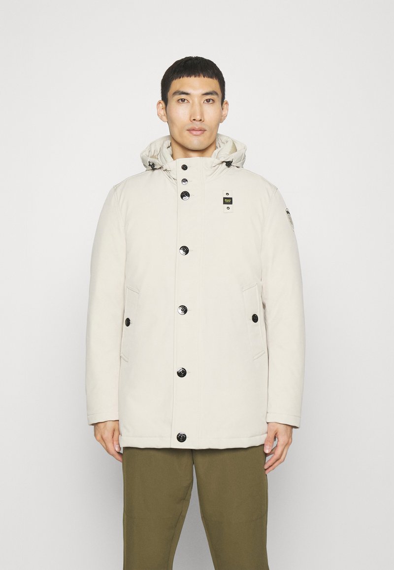Blauer LONG JACKET COAT DETACHABLE HOODIE - Down jacket - pelican
