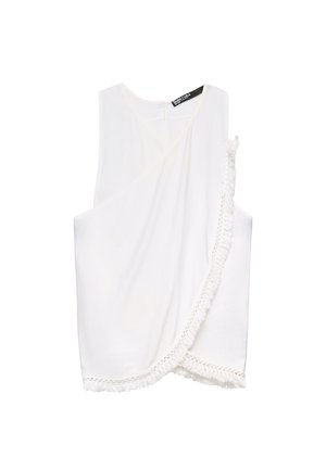 BIMBA Y LOLA, BIMBA Y LOLA TOP CRUZADO FLECOS BLANCO - Blouse - blanco