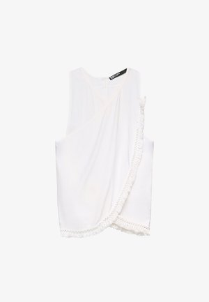 BIMBA Y LOLA, BIMBA Y LOLA TOP CRUZADO FLECOS BLANCO - Blouse - blanco