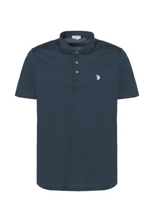 Polo shirt blu navy in cotone, con abbottonatura a due bottoni e un piccolo logo ricamato sul petto sinistro. Maniche corte, vestibilità classica.