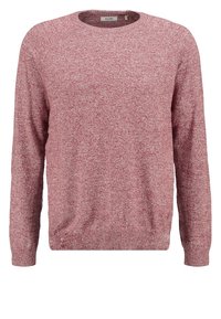 Texturerad tröja med rund halsringning i en marmorad röd nyans. Har långa ärmar och en avslappnad passform med ribbad manschetter och nederkant.