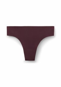 Bordeaux thongonderbroek met een gladde, matte afwerking, voorzien van een lage tailleband en een minimalistisch ontwerp. Geen zichtbare patronen of versieringen.