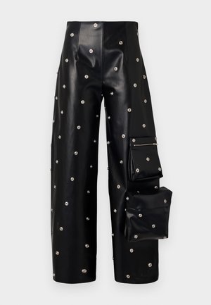 COVERED TROUSER WITH SNAP ON POCKETS - Pantalon classique - black