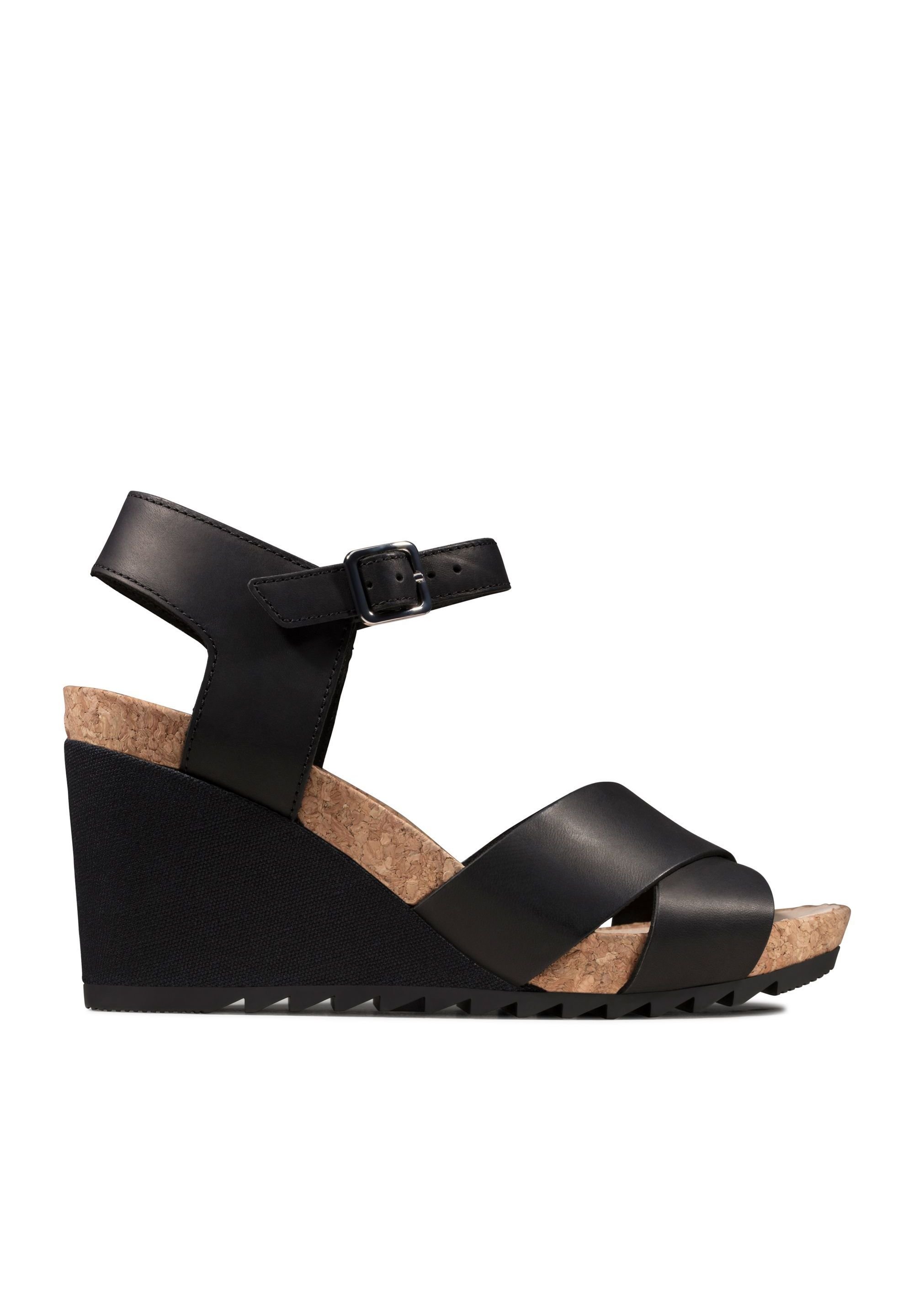 Clarks FLEX SUN - Sandalias de tacón - schwarzes leder/negro - Zalando.es
