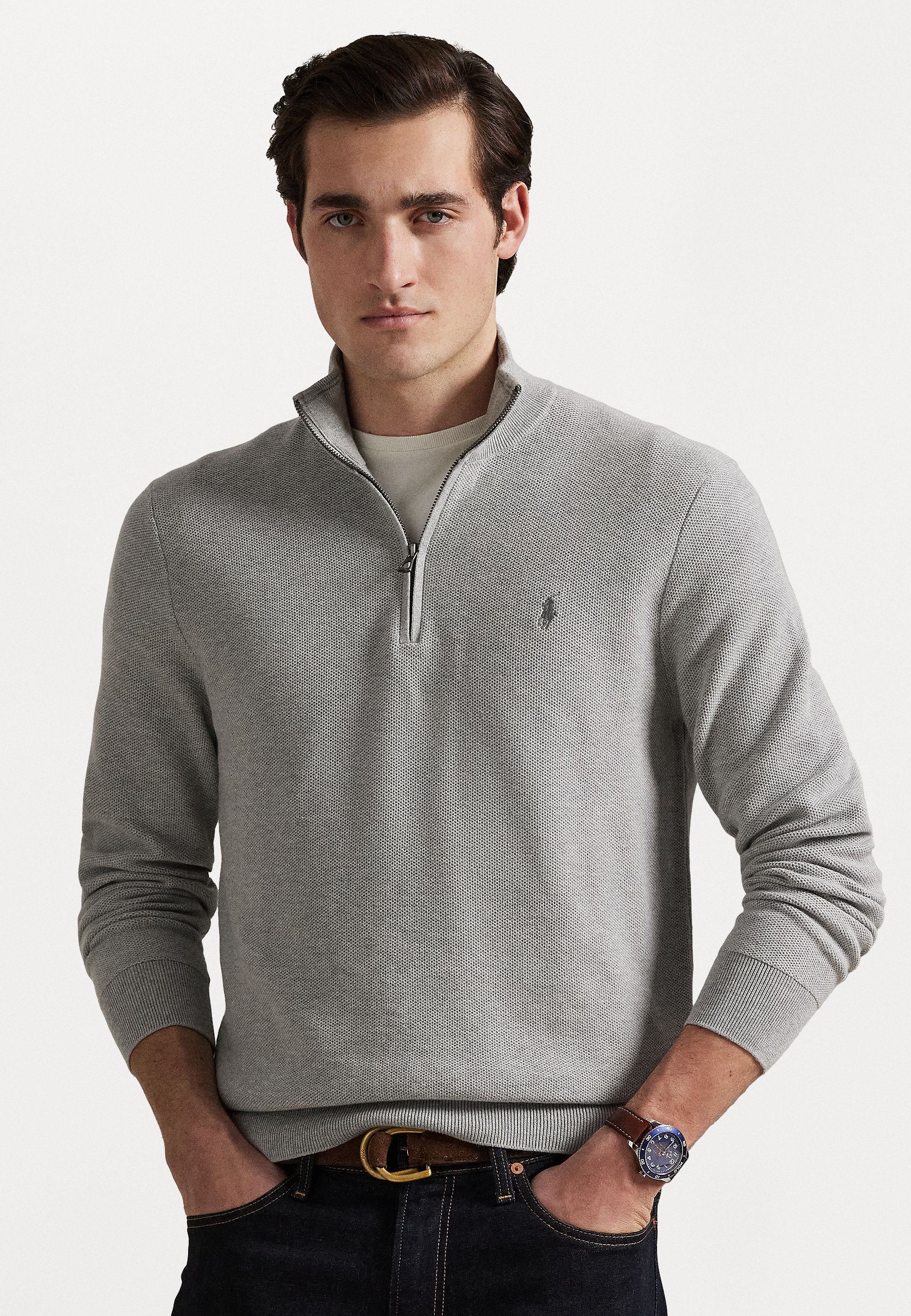 Polo Ralph Lauren MESH-KNIT COTTON QUARTER-ZIP SWEATER - Jumper