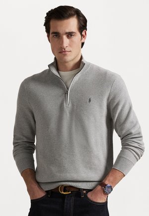 KNIT COTTON QUARTER ZIP JUMPER - Pulover - andover heather