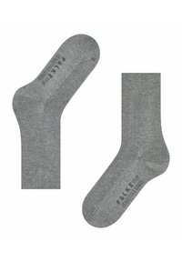 Chaussettes grises en matériau tricoté doux. Présentent un bord-côte et un talon renforcé. Logo imprimé sur la semelle et le côté.