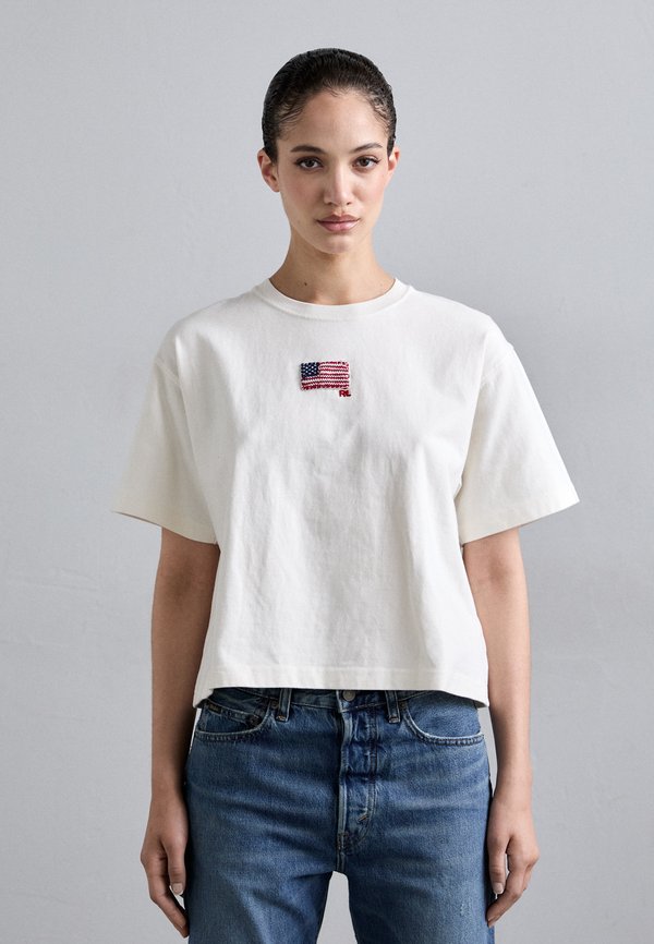FLAG COTTON JERSEY CROPPED TEE - Print T-shirt - nevis