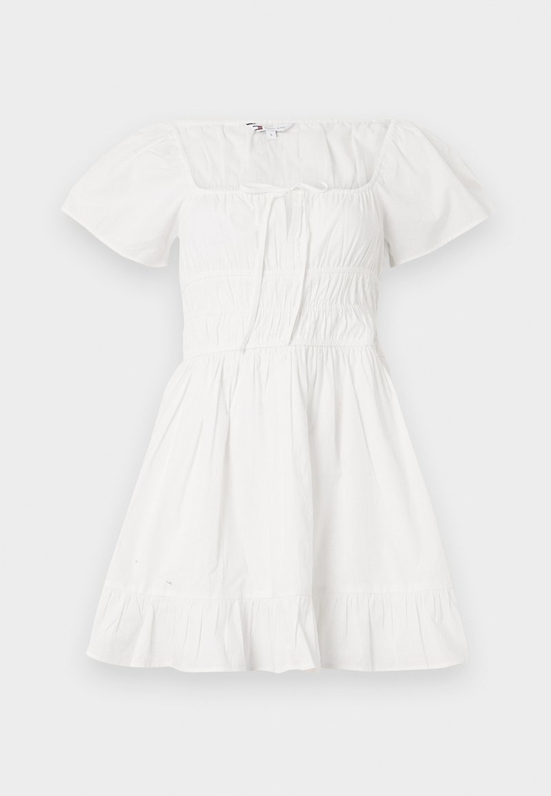 Tommy Jeans ROUCHE MINI DRESS - Day dress - ecru/off-white - Zalando.co.uk