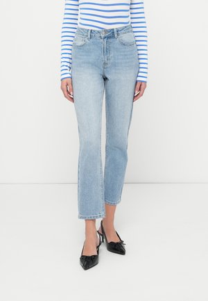 ONLEMILY ANKLE EMBROIDERY - Džínsy s rovným strihom - light blue denim