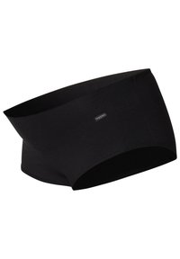 Svarta stretchshorts tillverkade av mjukt tyg. Har en slät midja och en smal, figurnära design utan mönster eller dekorationer.