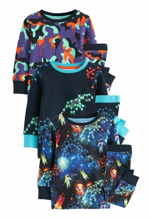 Next SNUGGLE 3 PACK SET - Pizsama szett - navy blue purple space dinosaur