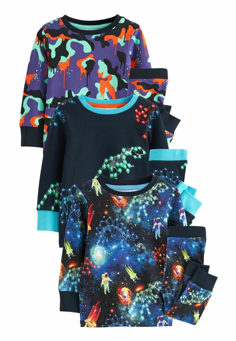 Next SNUGGLE 3 PACK SET - Pyžamová súprava - navy blue purple space dinosaur